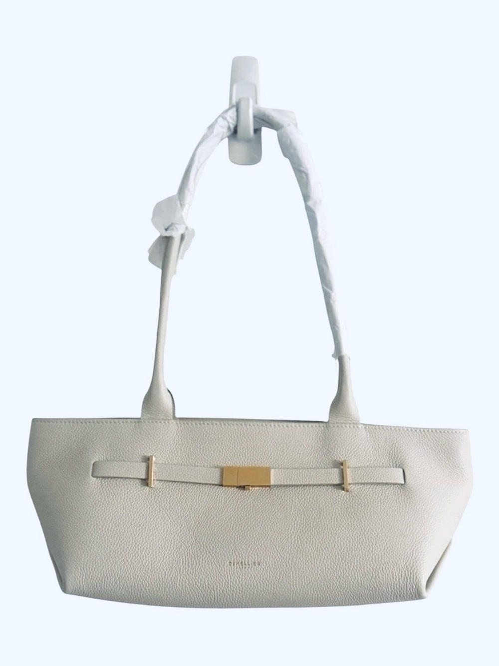 DeMellier London The New York Shoulder Bag Chalk White Grained Leather Gold NWT - Picture 10 of 15